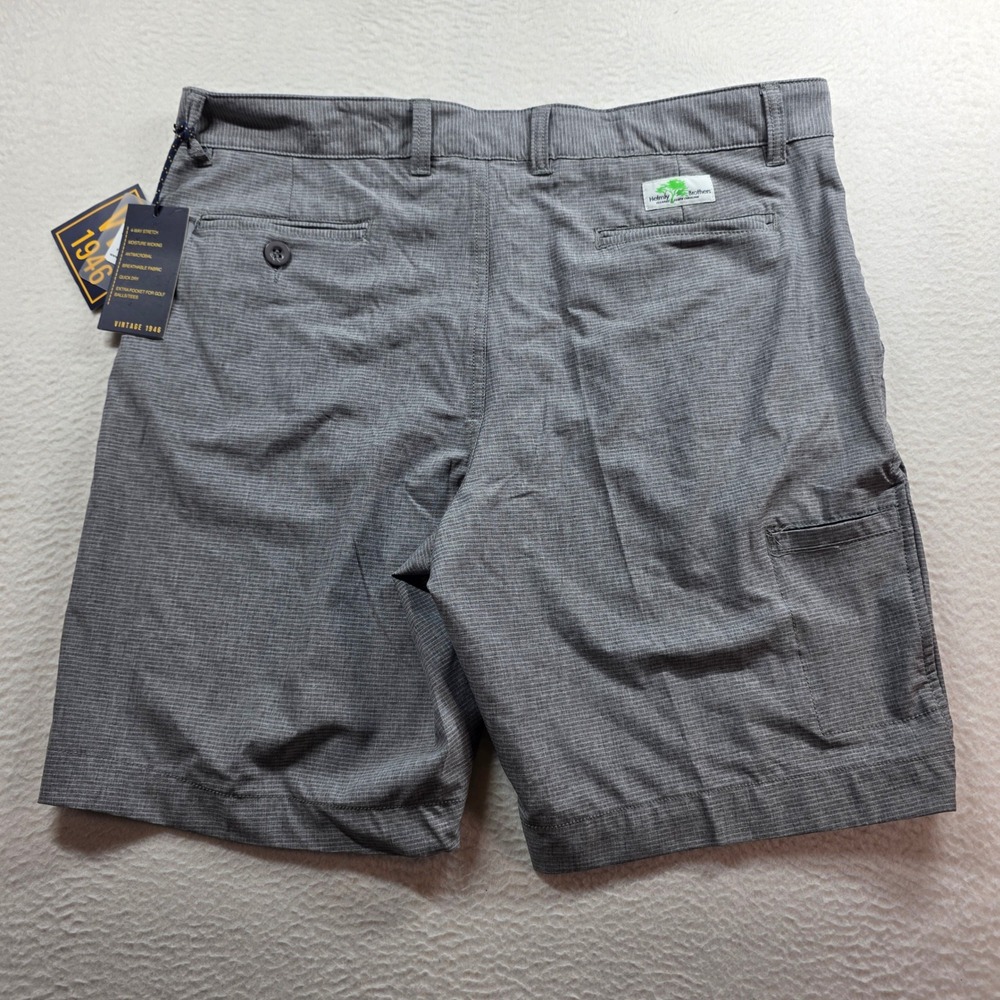 Vintage 1946 Golf Shorts Mens 38 Grey Performance Stretch Micro Stripe New - Picture 11 of 12